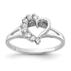 14k White Gold Polished 1/8 carat AA Diamond Heart Ring