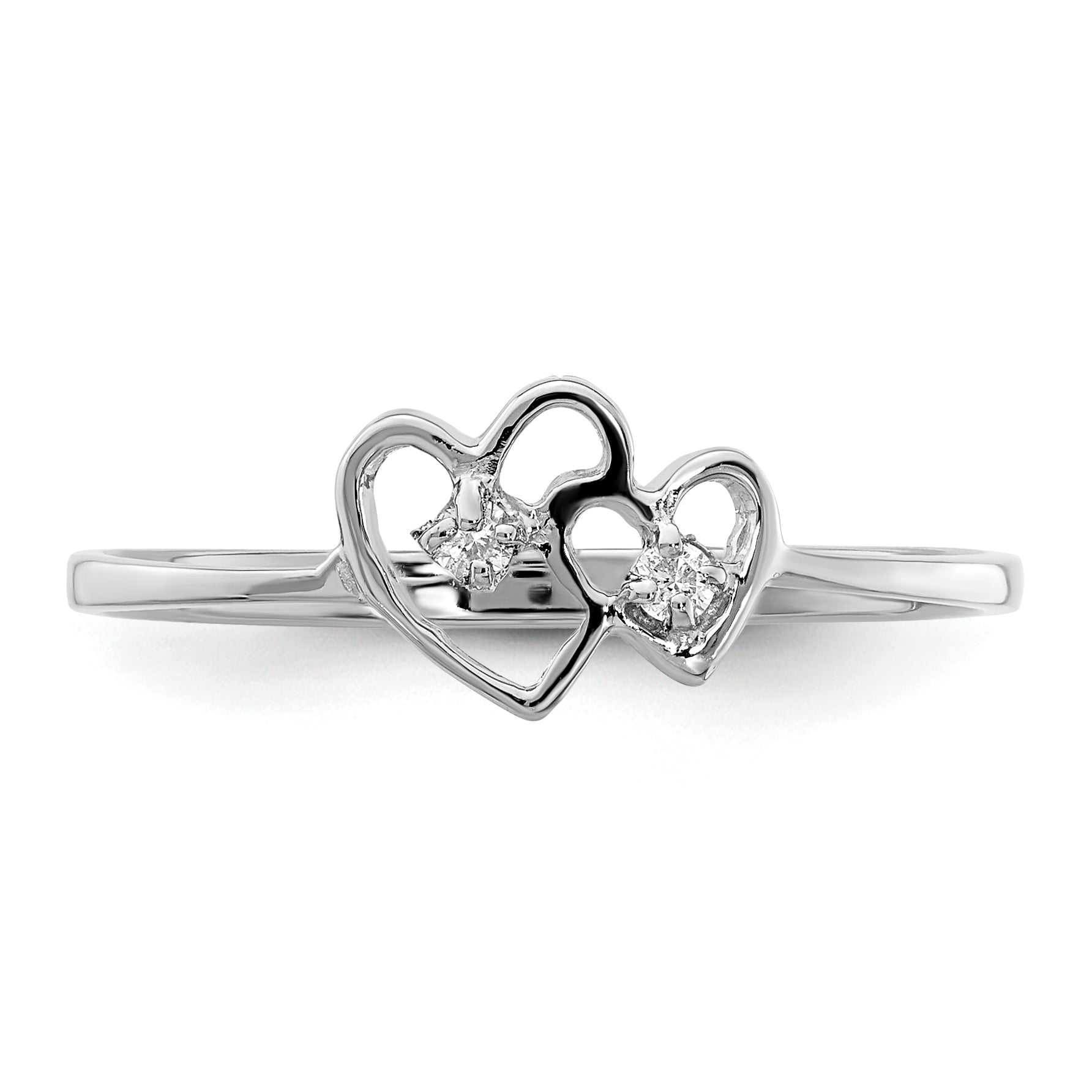 14k White Gold Polished AA Diamond ring