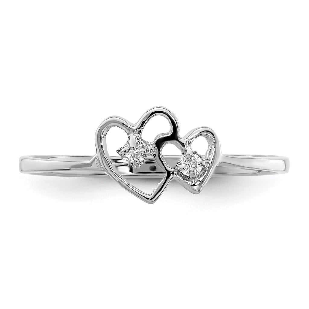 14k White Gold Polished AA Diamond ring