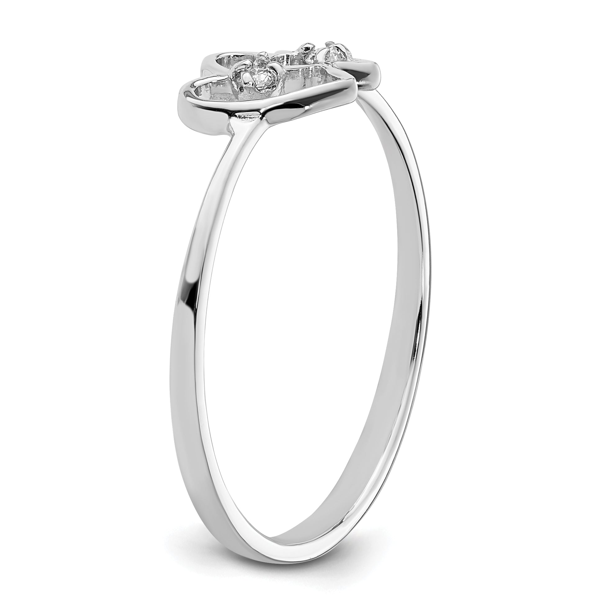 14k White Gold Polished AA Diamond ring