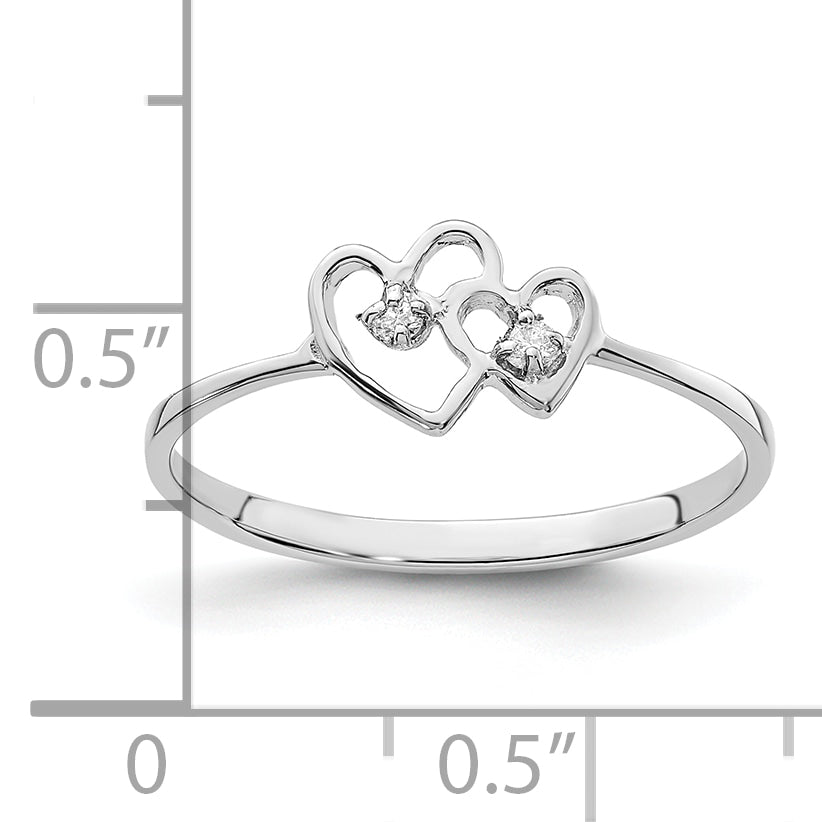 14k White Gold Polished AA Diamond ring