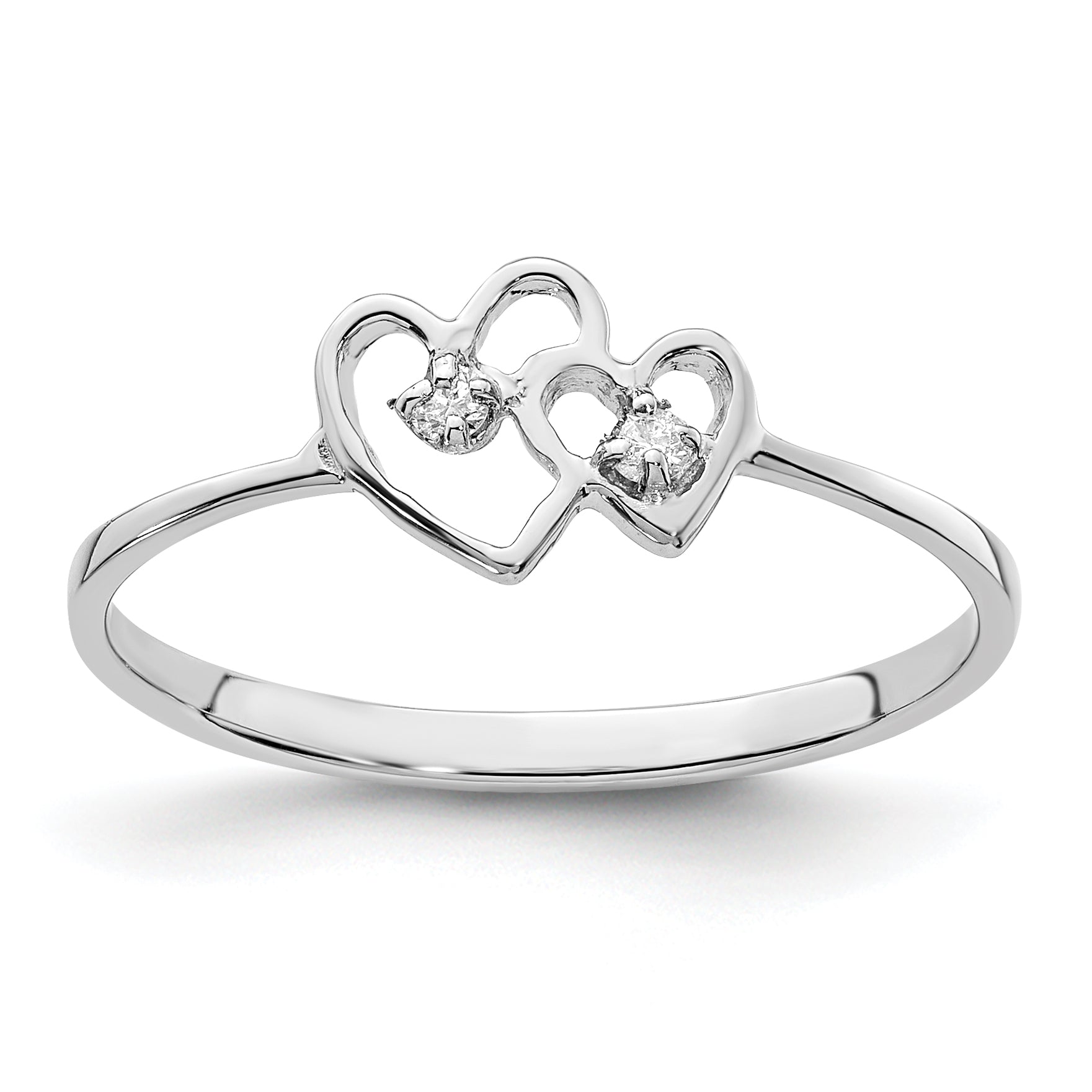 14k White Gold Polished AA Diamond ring Main image
