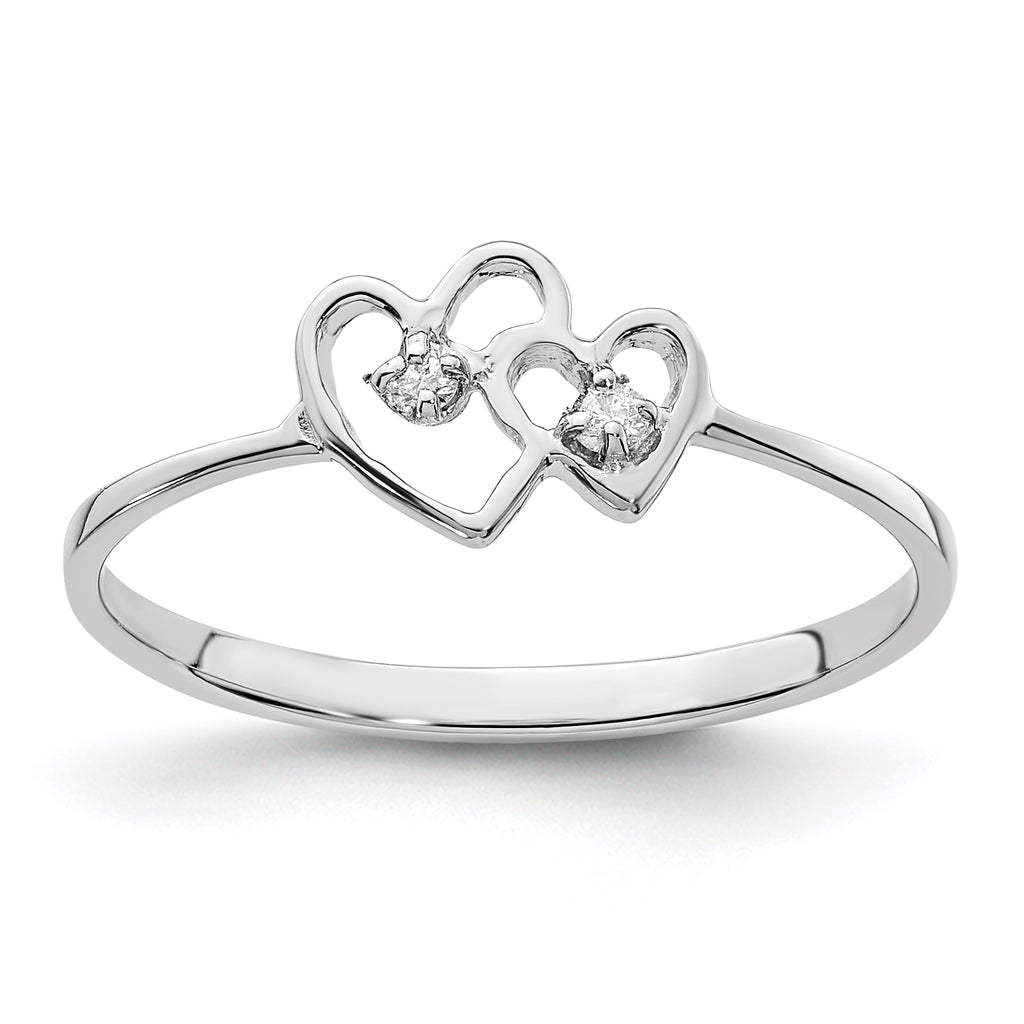 14k White Gold Polished AA Diamond ring