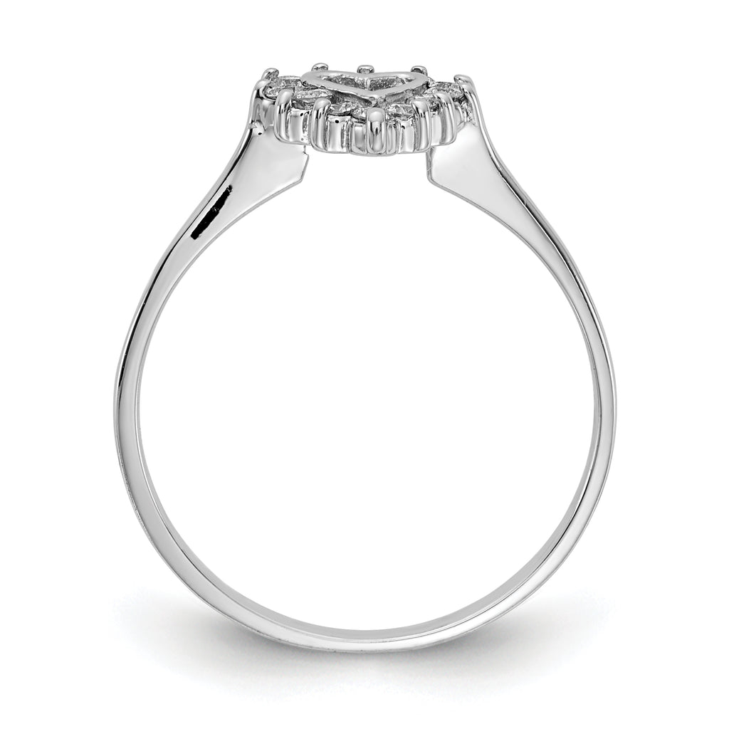 14k White Gold Polished 1/6 carat AA Diamond Heart Ring