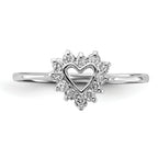 14k White Gold Polished 1/6 carat AA Diamond Heart Ring