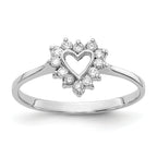 14k White Gold Polished 1/6 carat AA Diamond Heart Ring