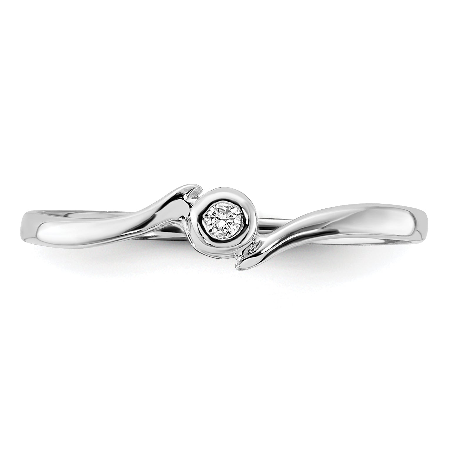 14k White Gold Polished AA Diamond Ring
