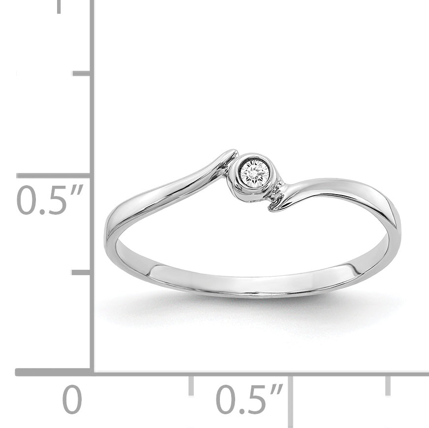 14k White Gold Polished AA Diamond Ring