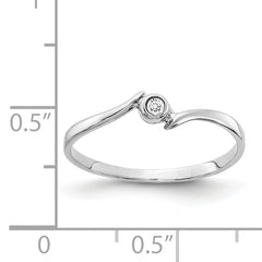 14k White Gold Polished AA Diamond Ring