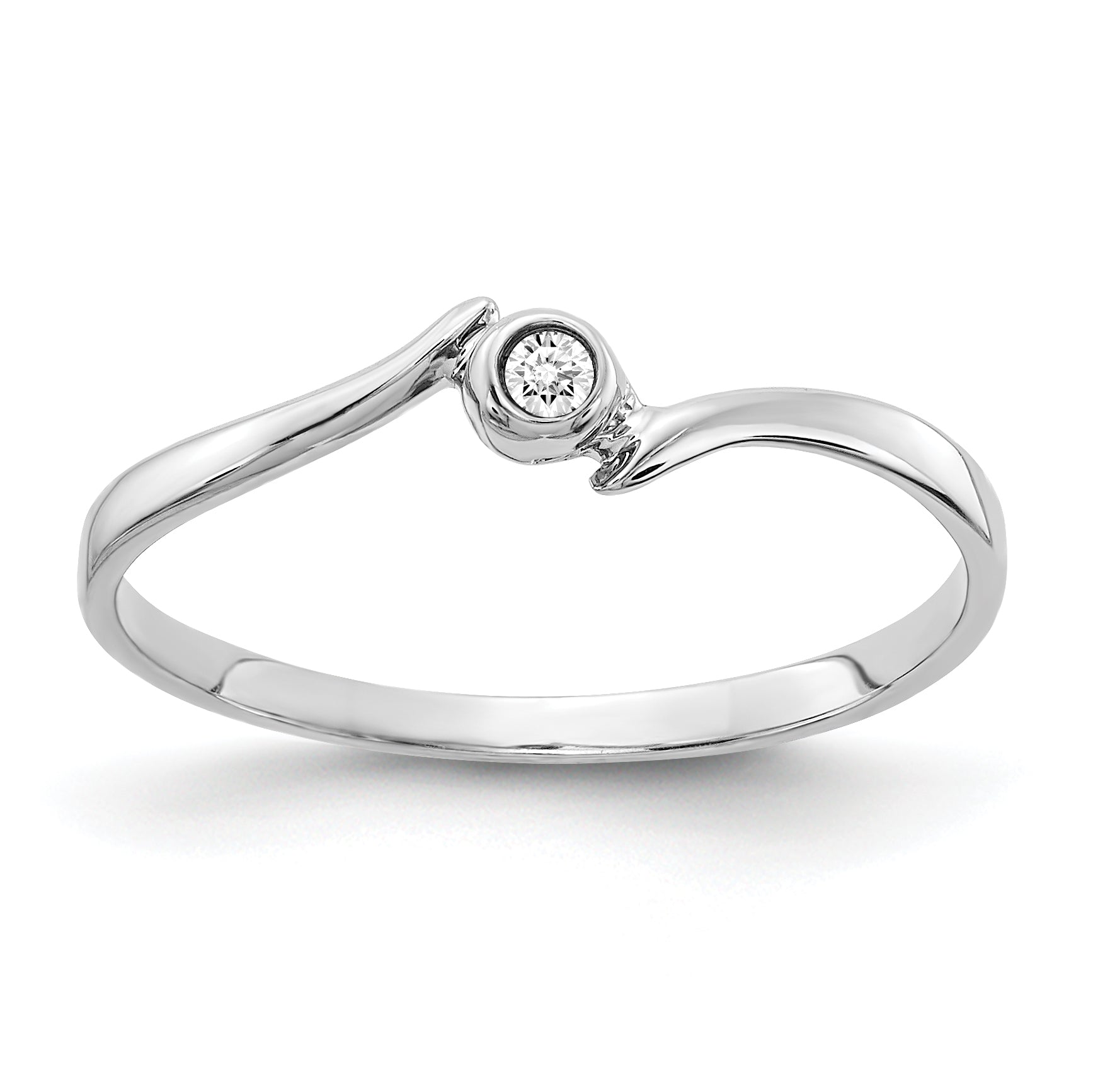 14k White Gold Polished AA Diamond Ring