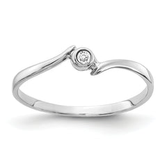 14k White Gold Polished AA Diamond Ring