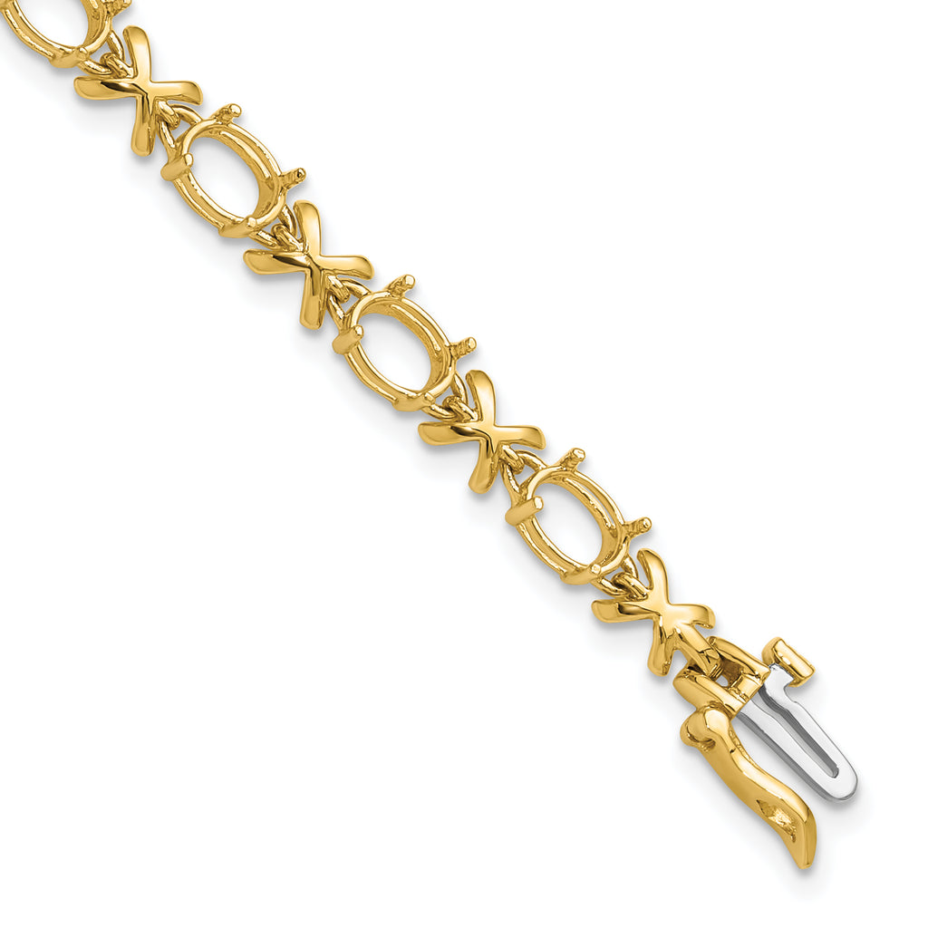14k 7x5 Gemstone Bracelet Mounting (No Stone Included)