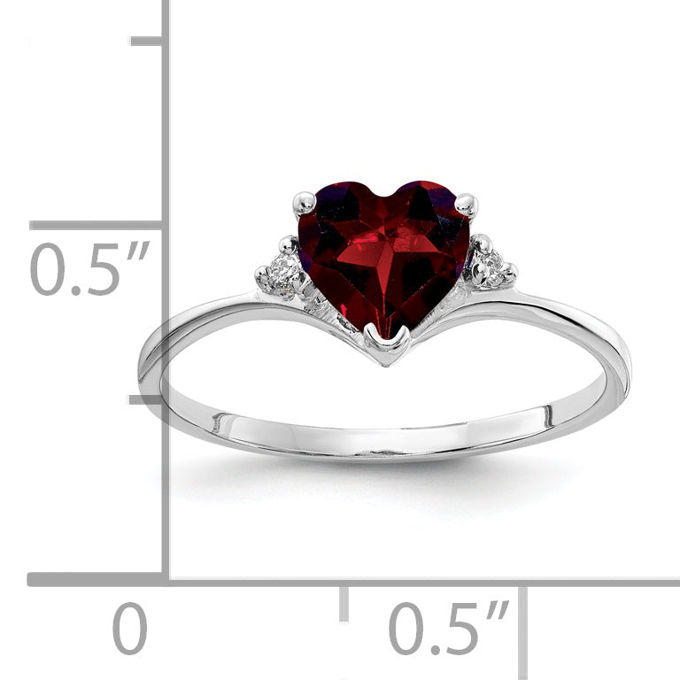 14k White Gold 6mm Heart Garnet AA Diamond ring Secondary image