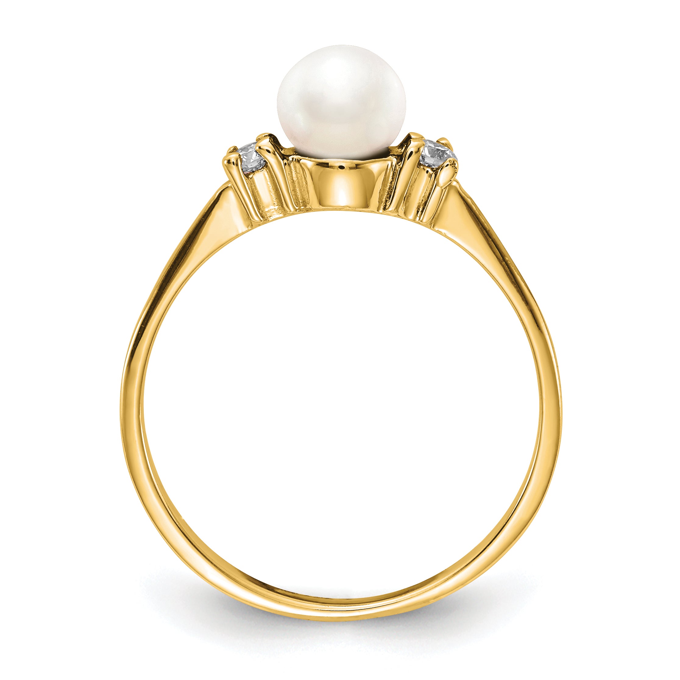 14k 5mm FW Cultured Pearl AA Diamond ring Secondary image