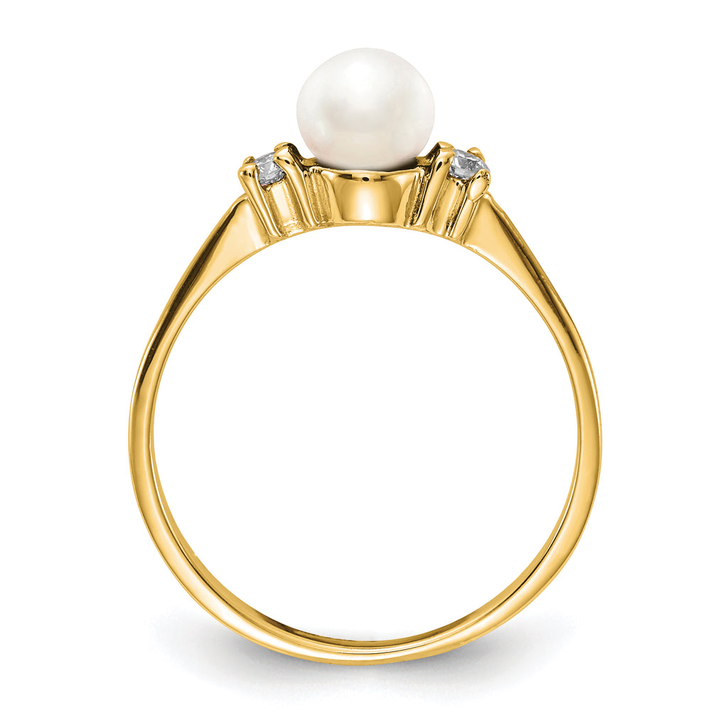 14k 5mm FW Cultured Pearl AA Diamond ring