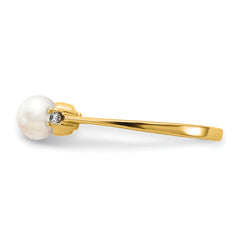 14k 5mm FW Cultured Pearl AA Diamond ring