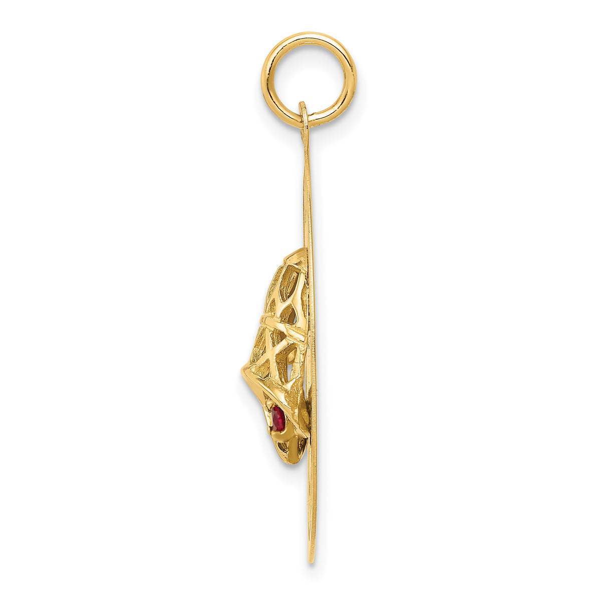 Happy Anniversary Disc Charm in 14K Yellow Gold with Blue & Red Cubic Zirconia - Sophia Jewelers