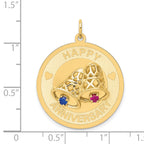Happy Anniversary Disc Charm in 14K Yellow Gold with Blue & Red Cubic Zirconia - Sophia Jewelers