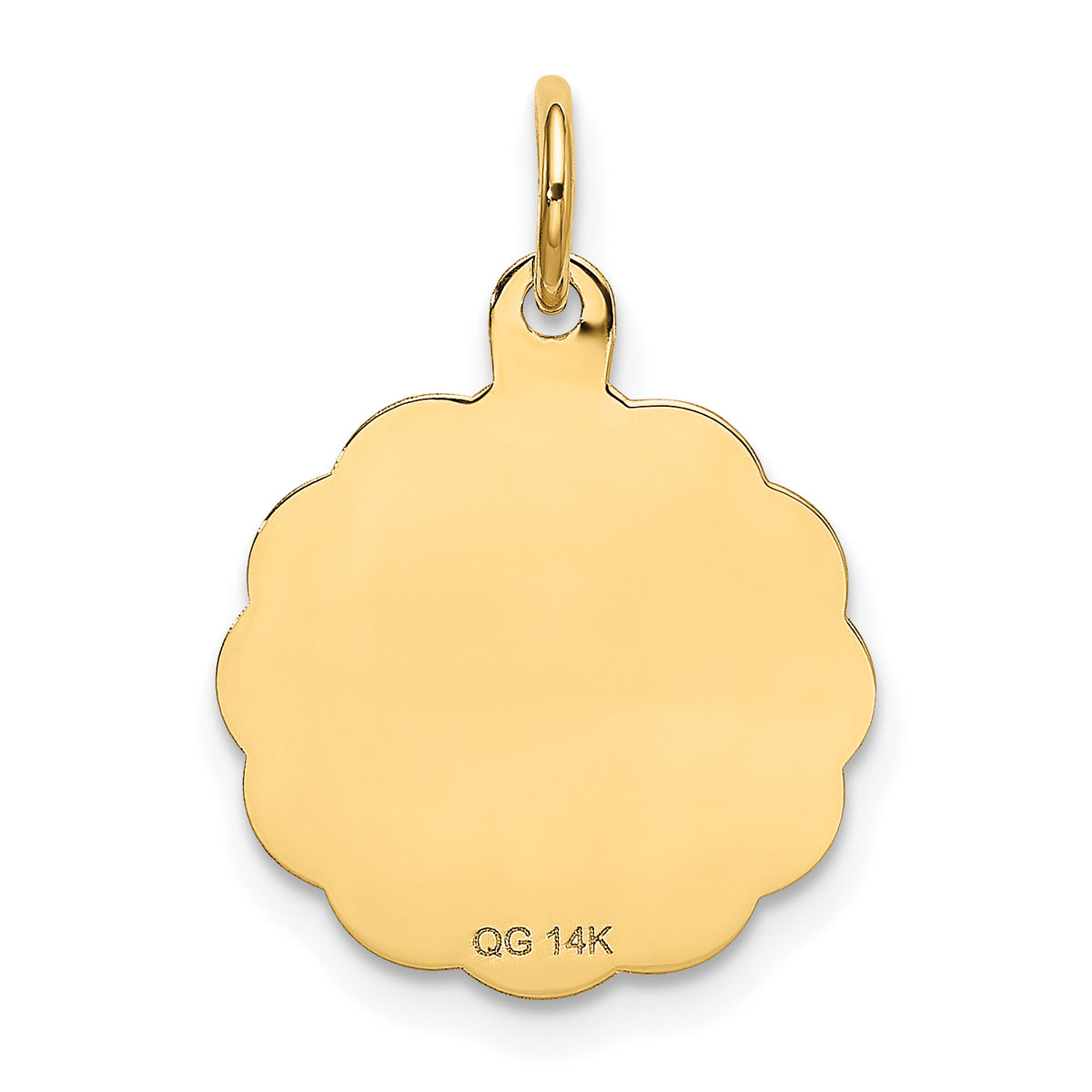 Boy Scalloped Disc Charm in 14K Yellow Gold, 22mm - Sophia Jewelers