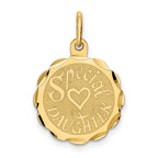 14K SPECIAL DAUGHTER 15mm Engravable Disc Charm
