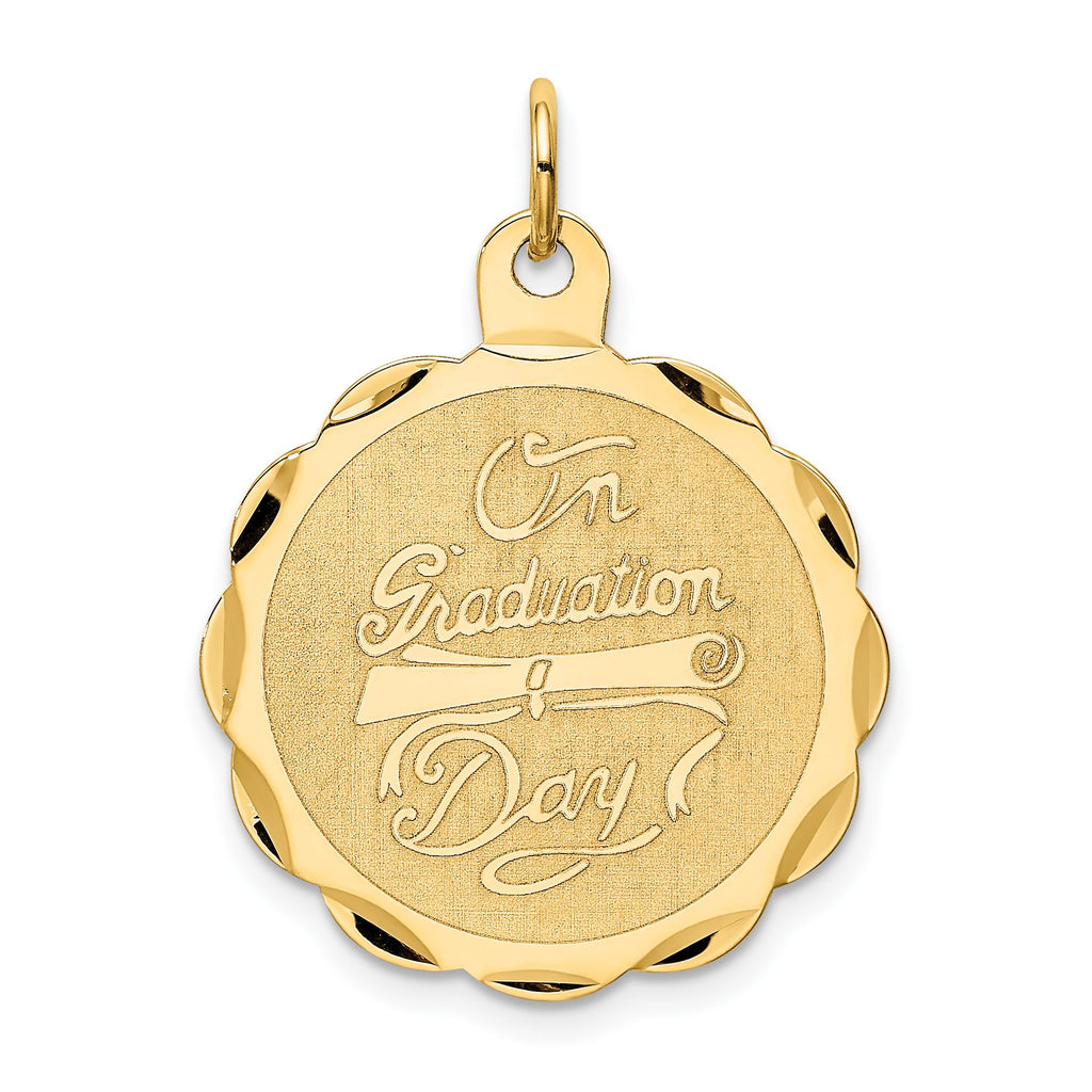 Graduation Diploma Disc Charm in 14K Yellow Gold, 29mm Engravable - Sophia Jewelers
