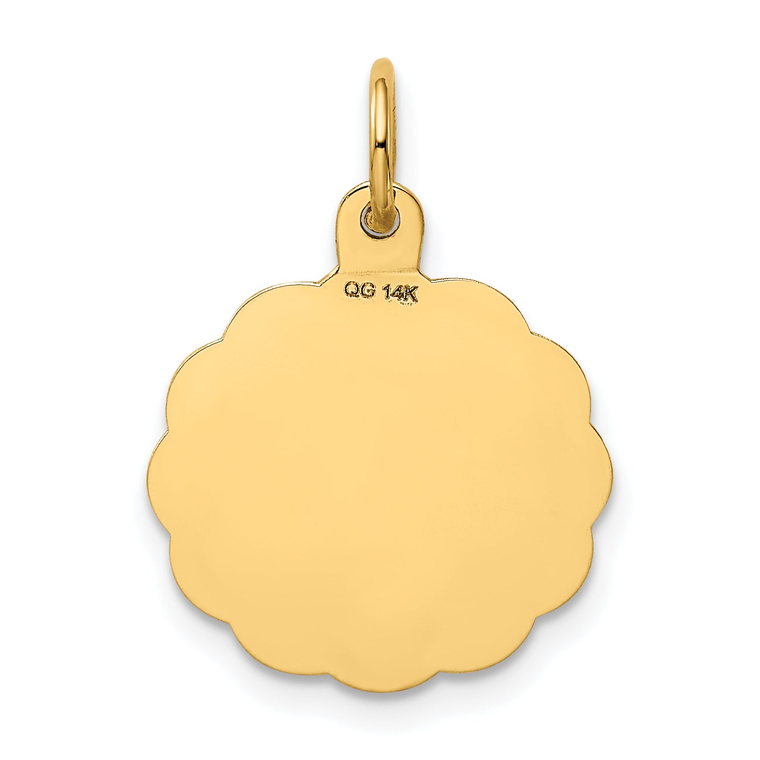 14k Polished IT'S A GIRL Scalloped 16mm Engravable Disc Charm