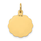 14k Polished IT'S A GIRL Scalloped 16mm Engravable Disc Charm