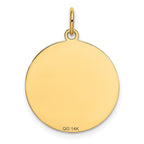 Golden Retriever Disc Charm in 14K Yellow Gold, 20mm Engravable - Sophia Jewelers
