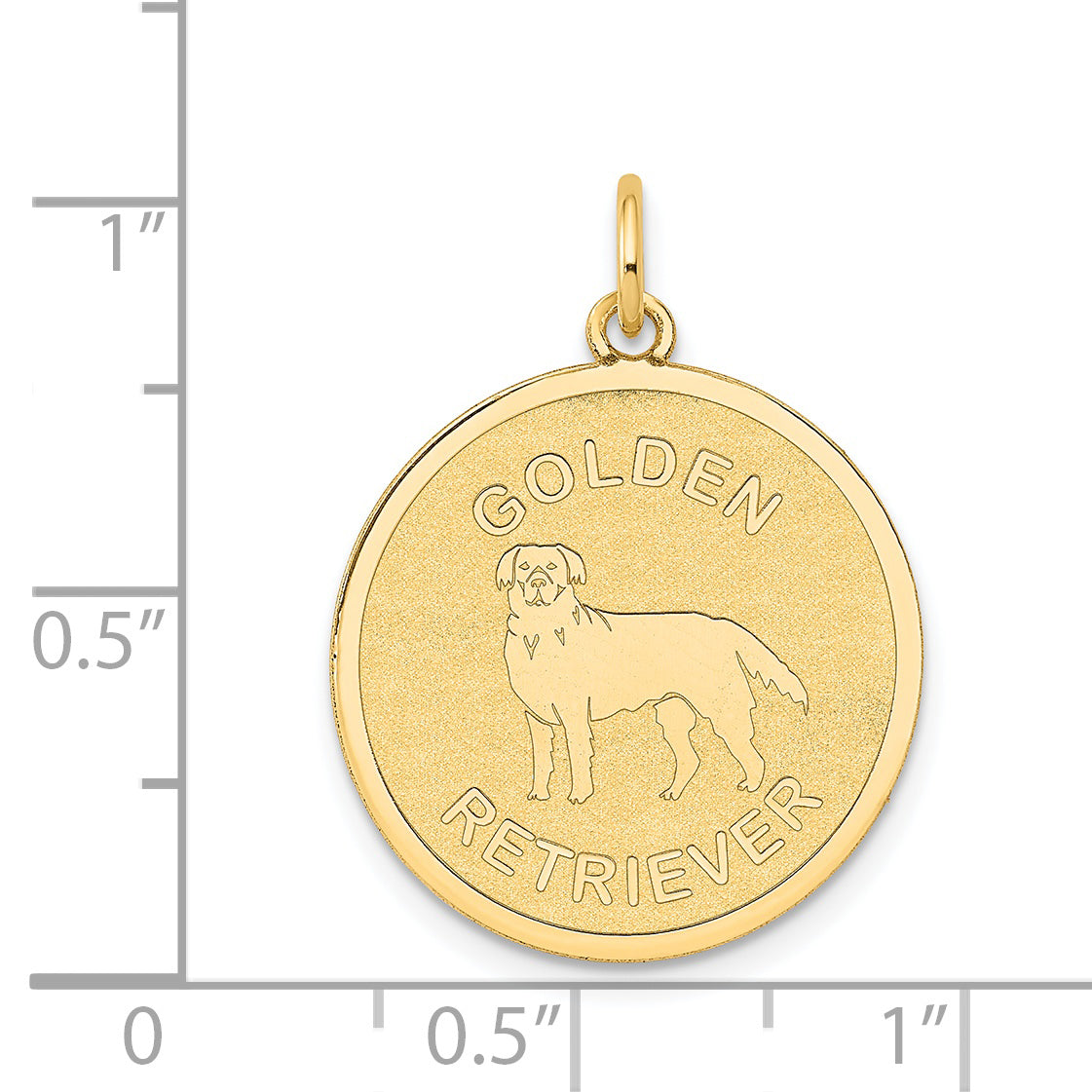 Golden Retriever Disc Charm in 14K Yellow Gold, 20mm Engravable - Sophia Jewelers