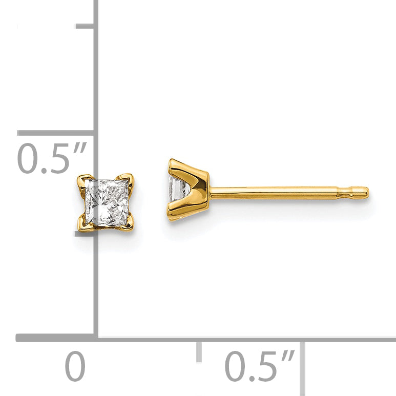 14k AA Quality Complete Princess-cut Diamond Stud Earrings