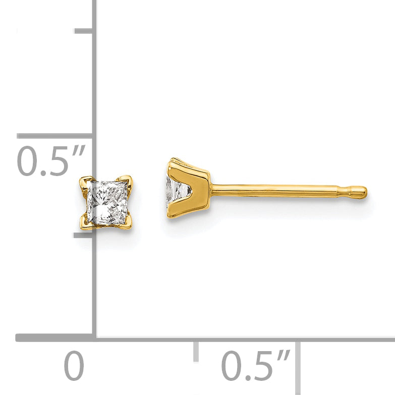 14k VS Quality Complete Princess-cut Diamond Earrings