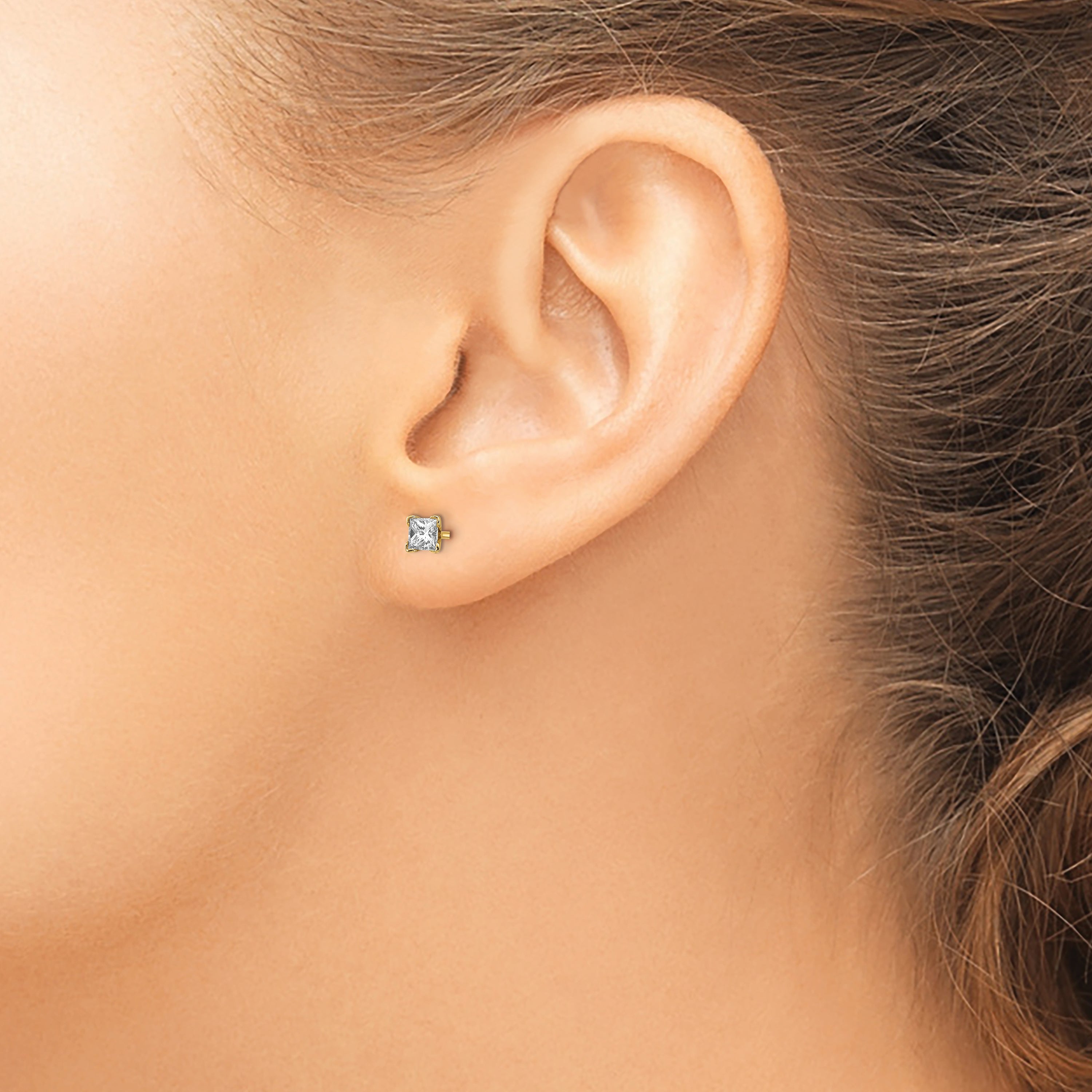 14k AAA Quality Complete Princess-cut Diamond Earrings