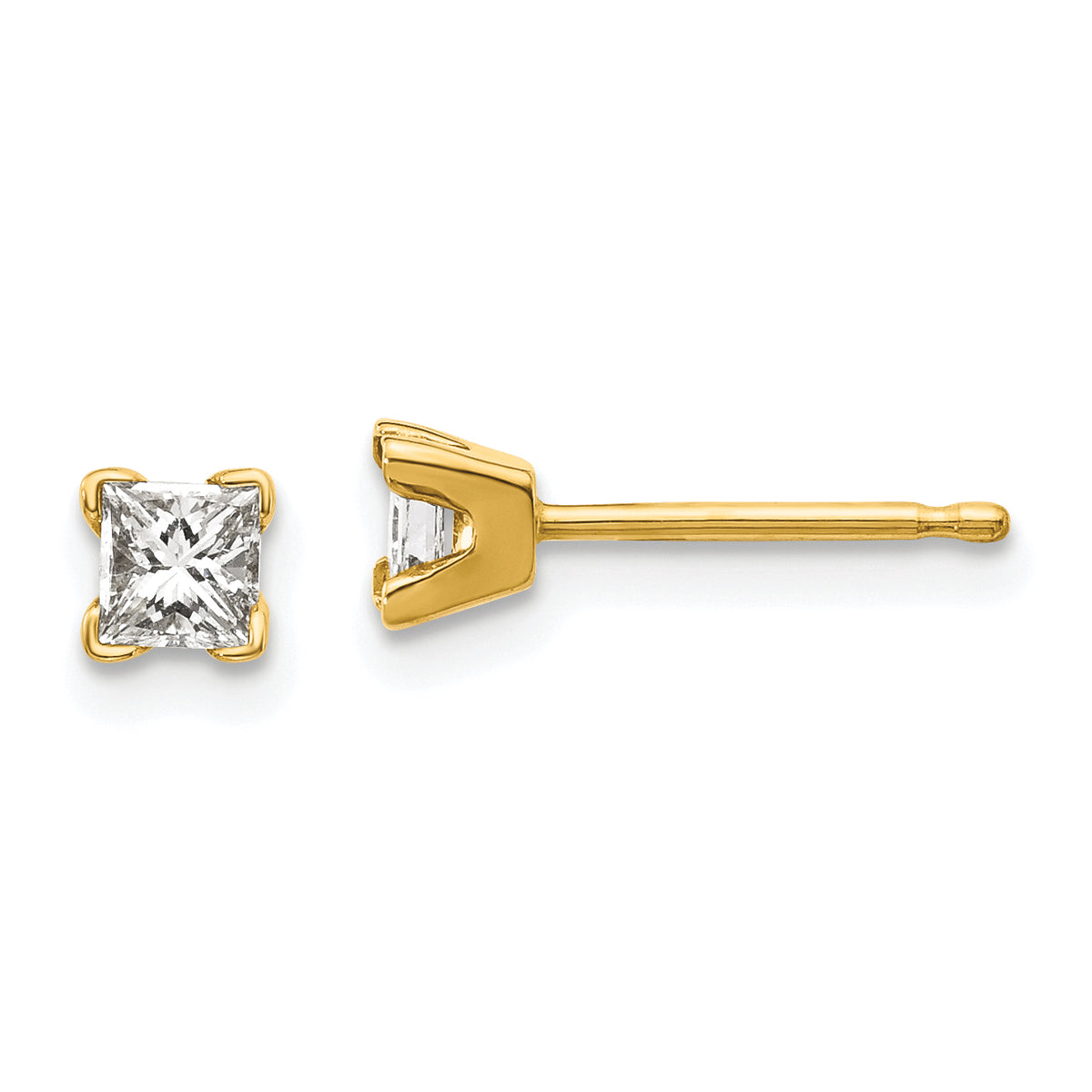 14k AAA Quality Complete Princess-cut Diamond Earrings