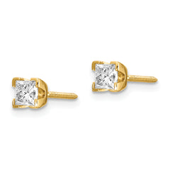 14k AAA Quality Complete Princess-cut Diamond Earrings