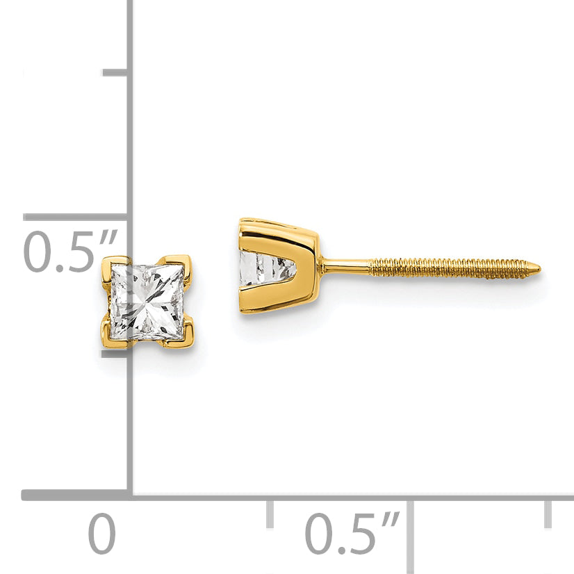 14k VS Quality Complete Princess-cut Diamond Earrings