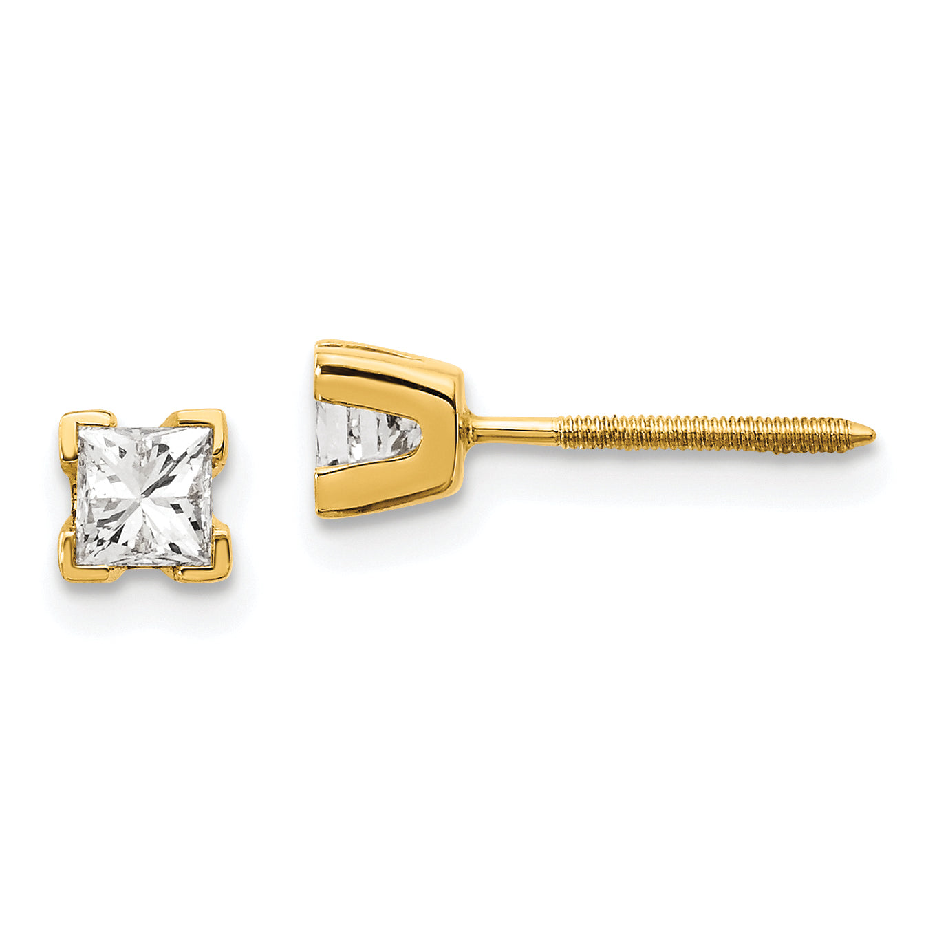 14k VS Quality Complete Princess-cut Diamond Earrings