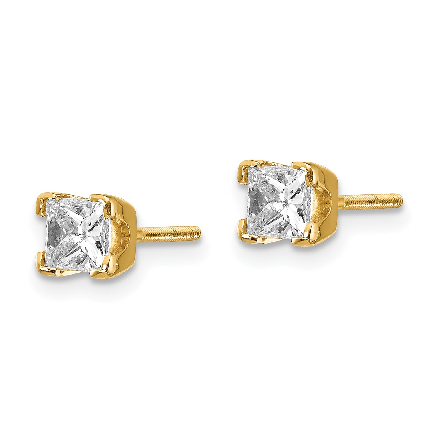 14k VS Quality Complete Princess-cut Diamond Earrings Secondary image