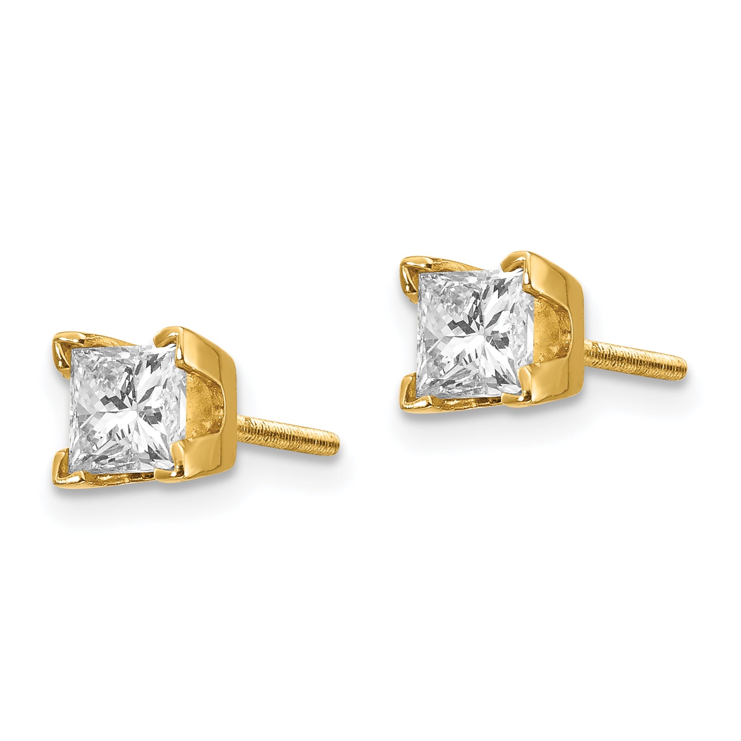14k VS Quality Complete Princess-cut Diamond Earrings Secondary image