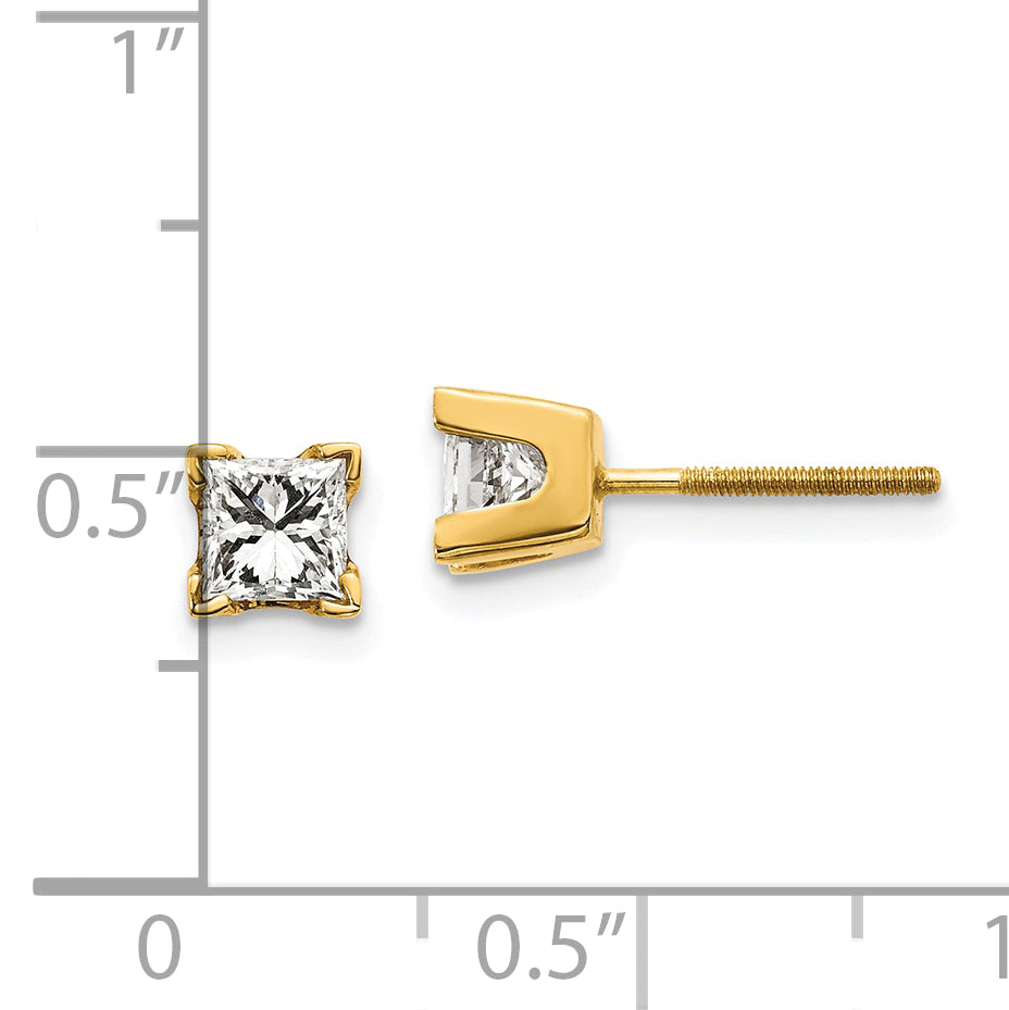 14k VS Quality Complete Princess-cut Diamond Earrings