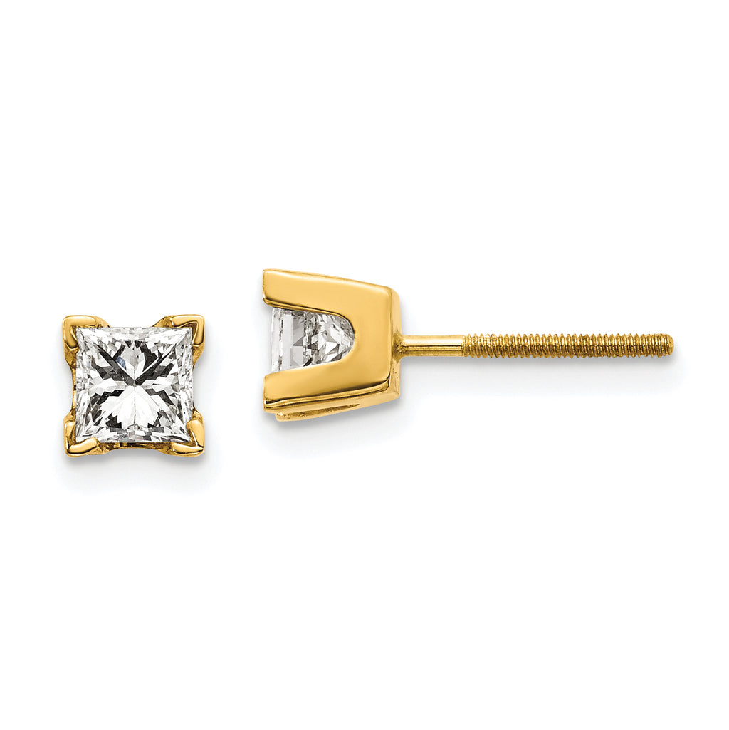 14k VS Quality Complete Princess-cut Diamond Earrings