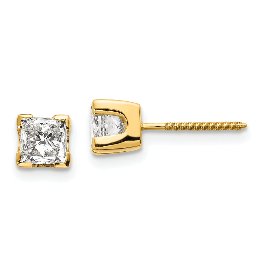 14k AAA Quality Complete Princess-cut Diamond Earrings