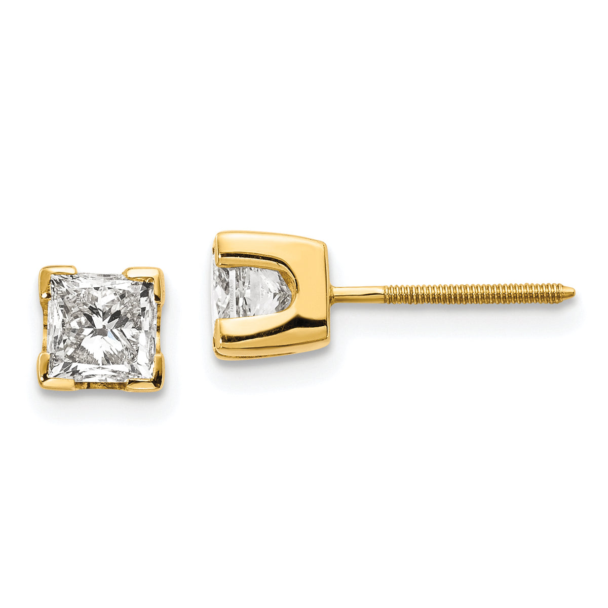 14k AAA Quality Complete Princess-cut Diamond Earrings