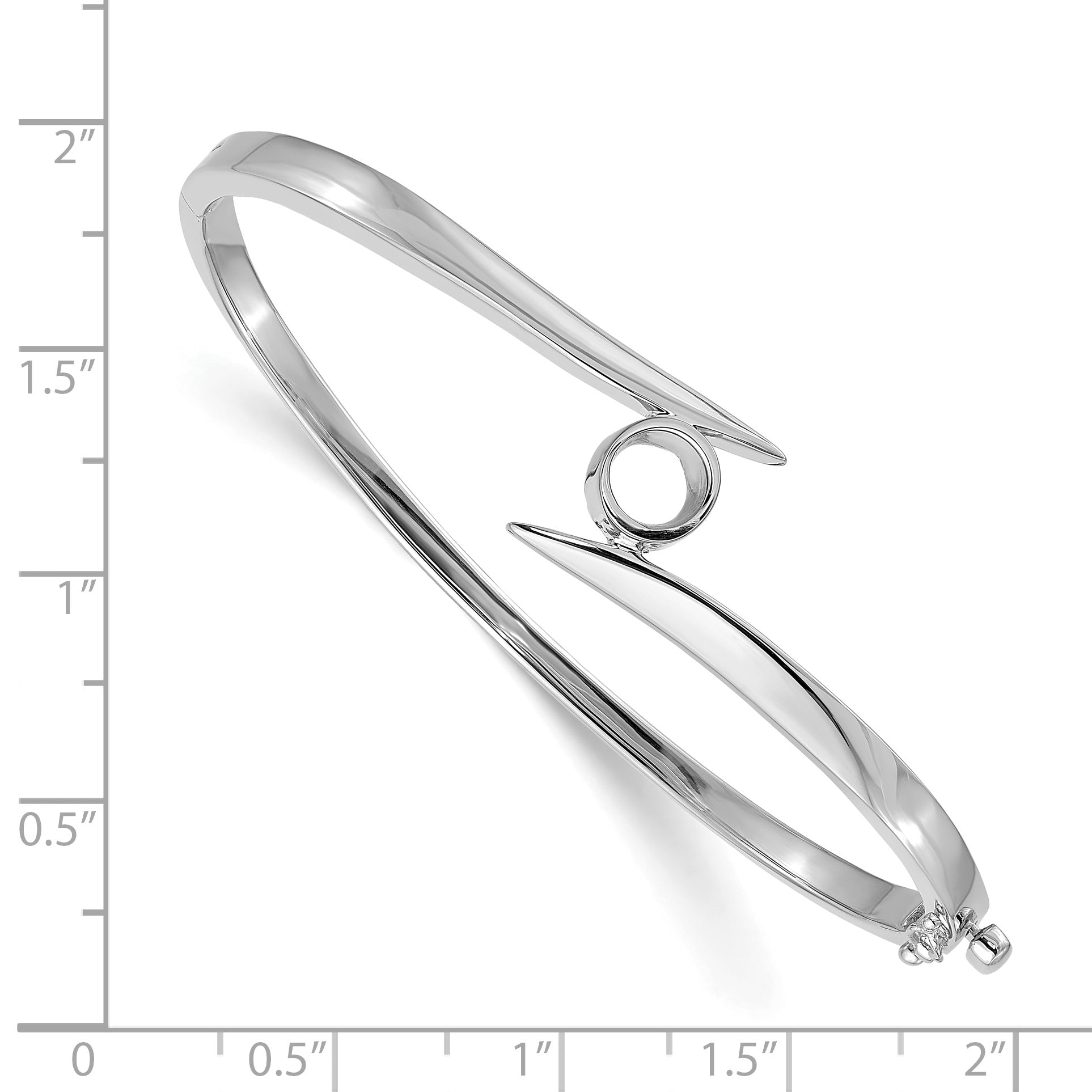 14k White Gold Holds 1 carat 6.0mm Round Stone Hinged Oval Bangle Bracelet Mounting (No Stone Included)