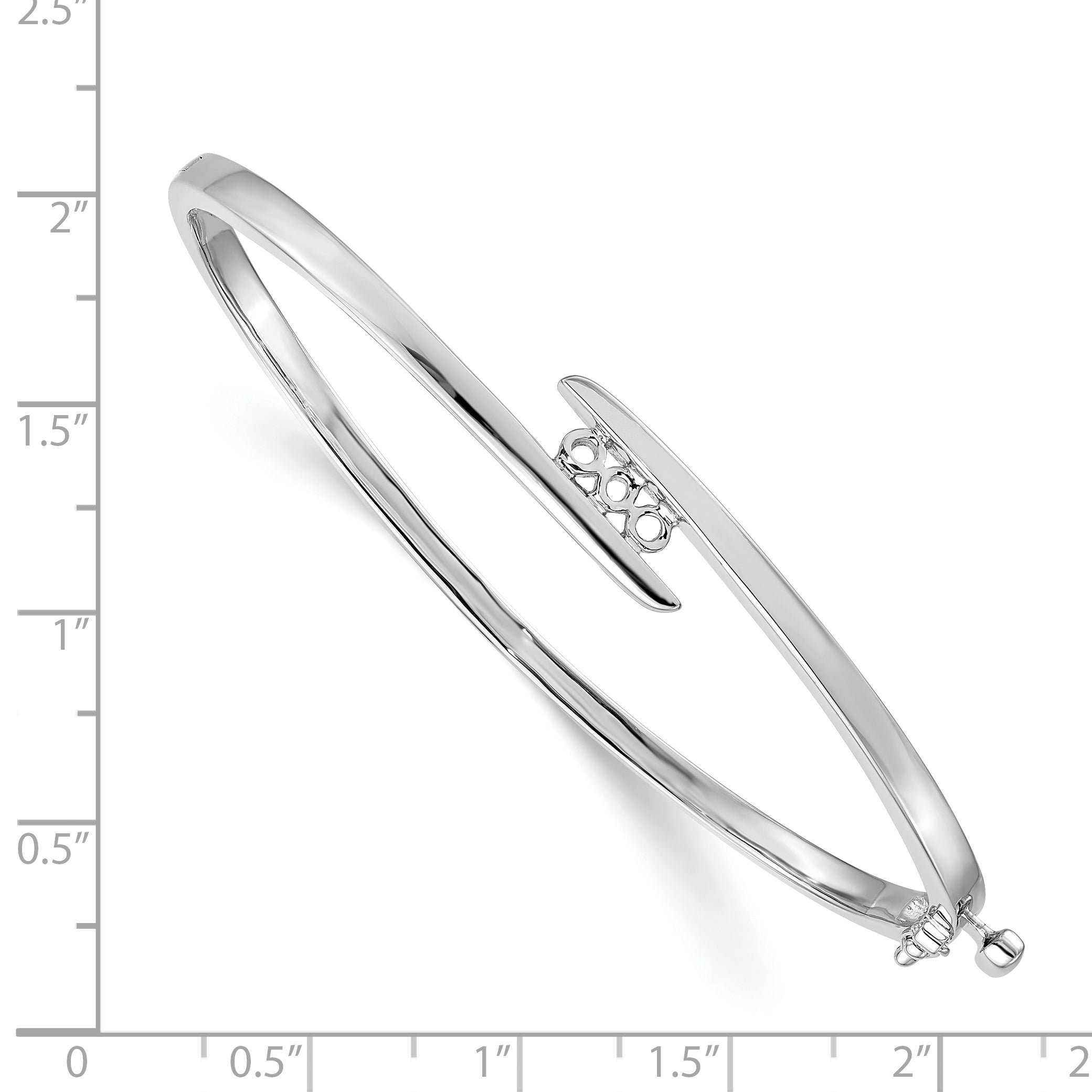 14k White Gold Holds 1/3 carat 3-3.0mm Round Stones Hinged Oval Bangle Bracelet Mounting (No Stone Included) Secondary image