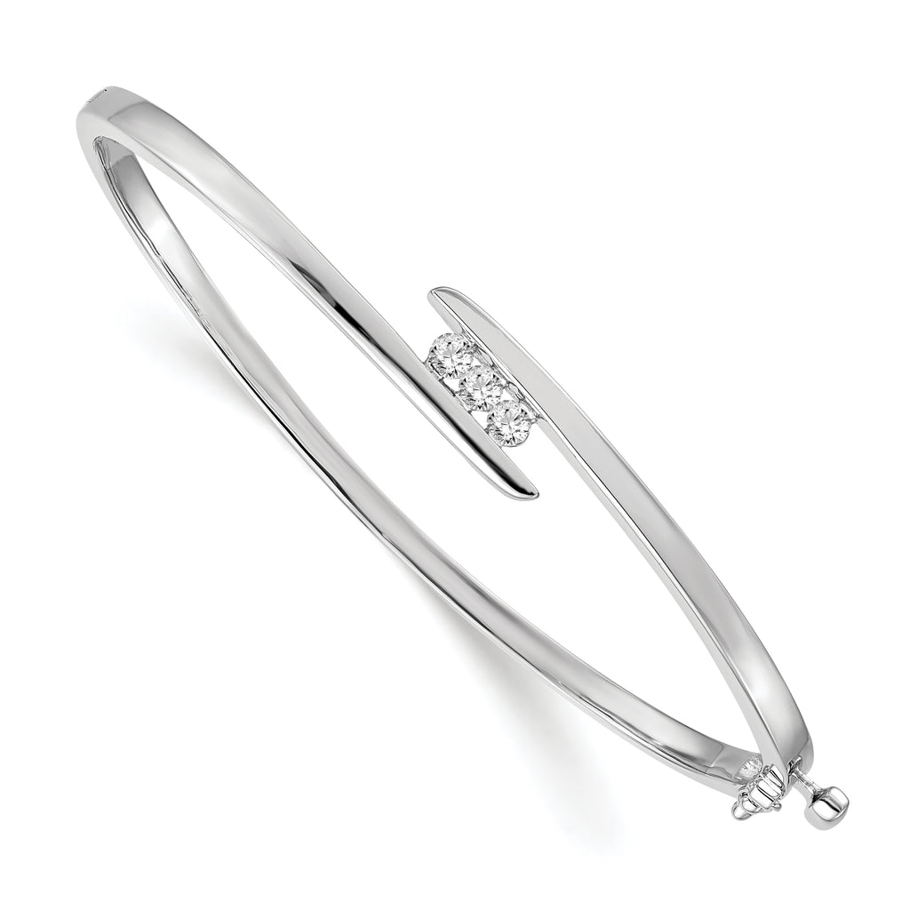 14k White Gold 1/3 carat Lab Grown Diamond VS/SI G+ Complete Bangle Bracelet