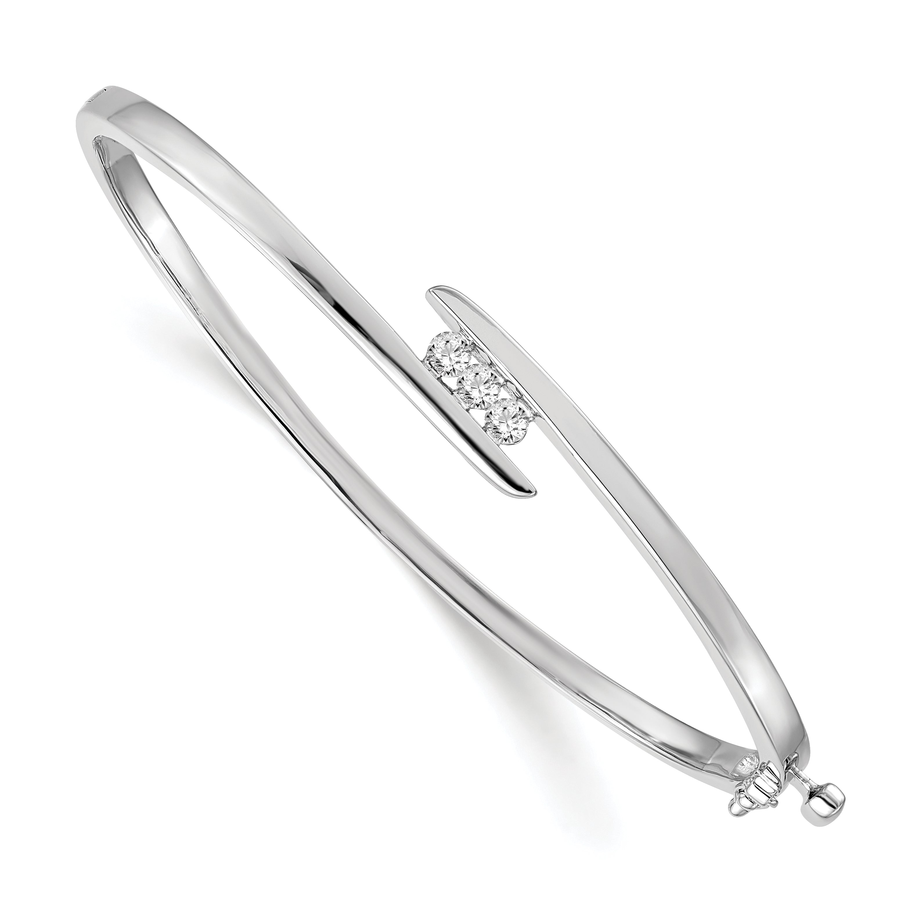 14k White Gold 1/3 carat Lab Grown Diamond VS/SI G+ Complete Bangle Bracelet