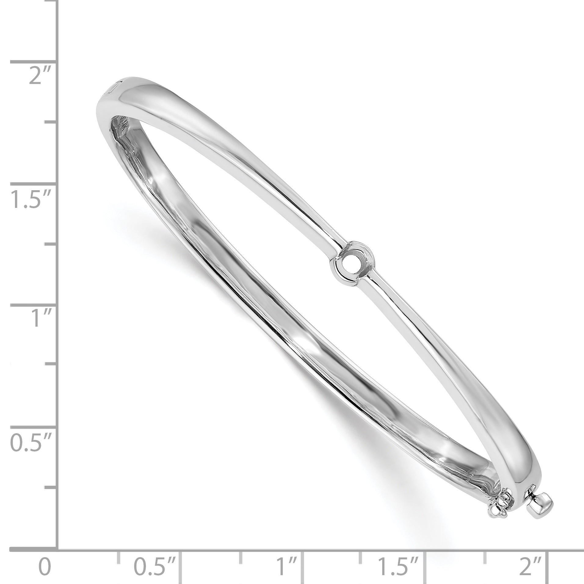 14k White Gold Holds 1/4 carat 4.0mm Round Stone Hinged Oval Bangle Bracelet Mounting (No Stone Included)