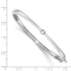 14k White Gold Holds 1/4 carat 4.0mm Round Stone Hinged Oval Bangle Bracelet Mounting (No Stone Included)