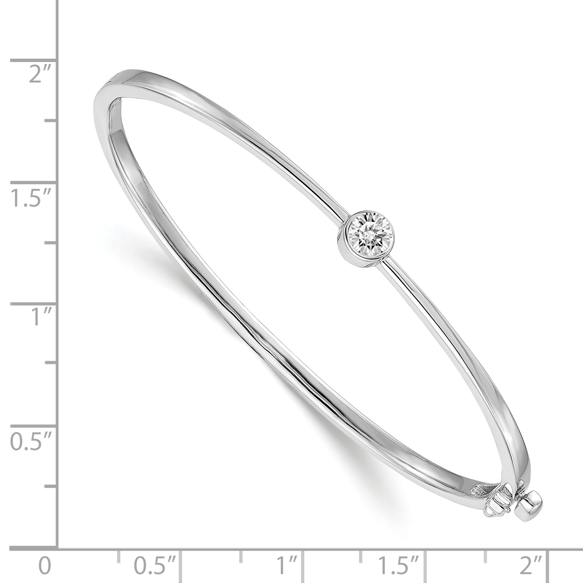 14k White Gold Complete 1/4 carat AA Diamond Hinged Oval Bangle Bracelet Secondary image
