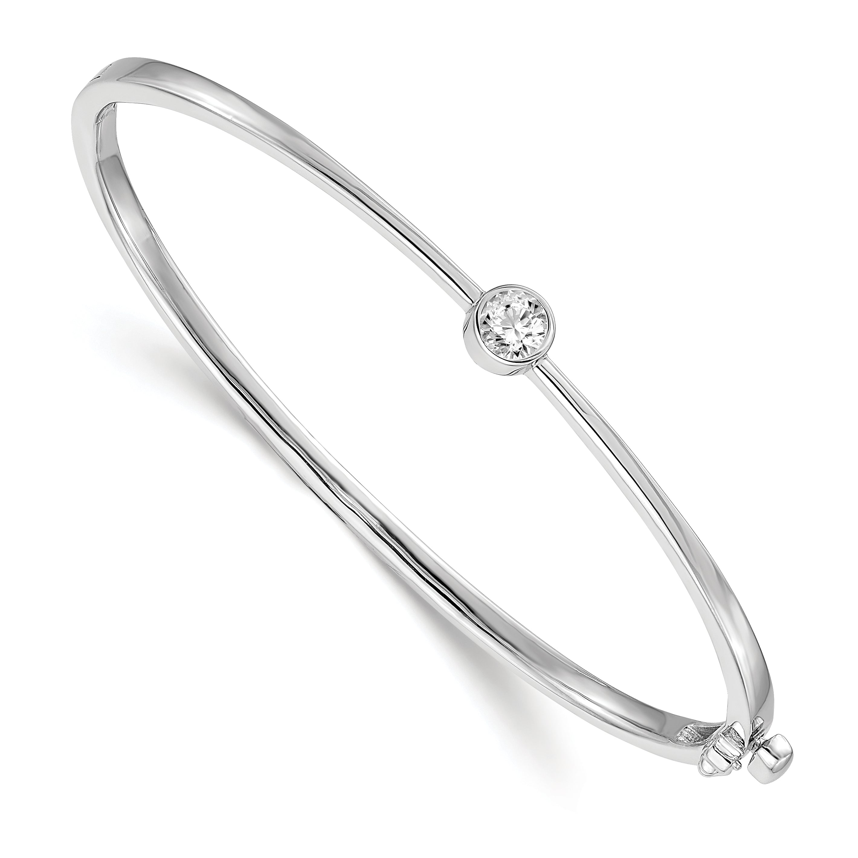 14k White Gold 1/4 carat Lab Grown Diamond VS/SI+ G+ Complete Bezel Bangle Bracelet Main image